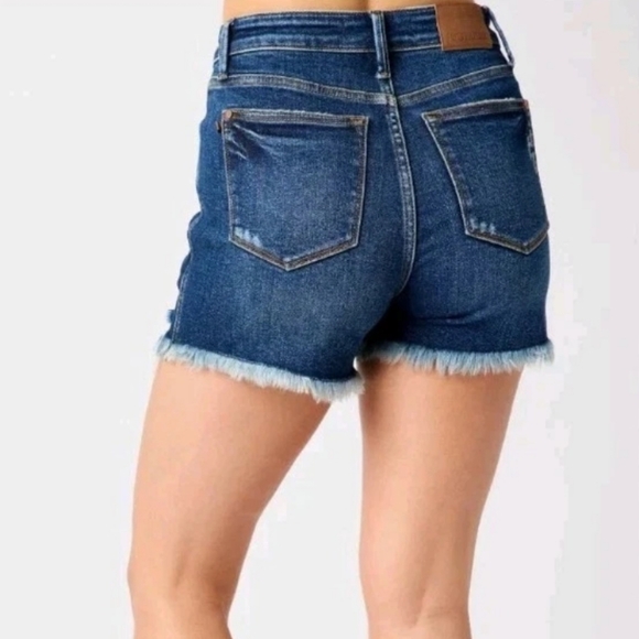 Judy Blue Shorts Women's Blue Jean Denim Rigid Front Stretch Plus Size 2X - Picture 3 of 8